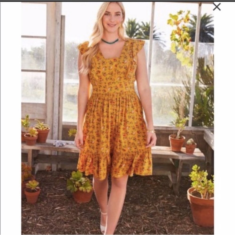 NWT Matilda Jane Women Gold Boho Pockets Summer Fantasy Fancy Dress Size Small